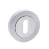 Mediterranean Key Escutcheons on Round Rose - Satin Chrome/Polished Chrome