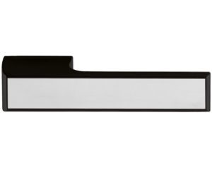 Atlantic Tupai Versaline Tobar Designer Door Handles On Rectangular Rose, Matt Black - T3089LWHMB MATT BLACK WITH WHITE DECORATIVE PLATE