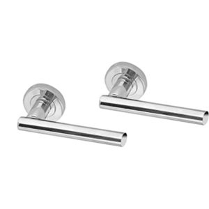 Lever on Rose Door Handle T Bar - 117mm x 50mm - Polished Chrome Finish