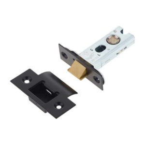 IRONMONGERY SOLUTIONS Latch Pack of Door Handle, Tubular Latch & Hinges - Pack of Door Handle in Matt Black Finish