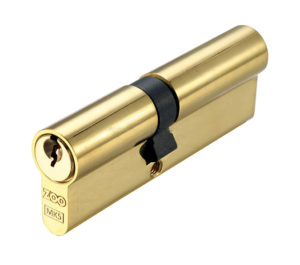 Precision Euro Profile British Standard 5 Pin Offset Double Cylinders (Various Sizes), Polished Brass