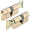 Precision Euro Profile Offset Cylinder & Turn (Various Sizes), Polished Brass