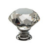 Access Hardware Designer Crystal Glass Cupboard Knob (30mm Diameter), Crystal Glass With Polished Chrome Base
