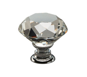 Access Hardware Designer Crystal Glass Cupboard Knob (30mm Diameter), Crystal Glass With Polished Chrome Base