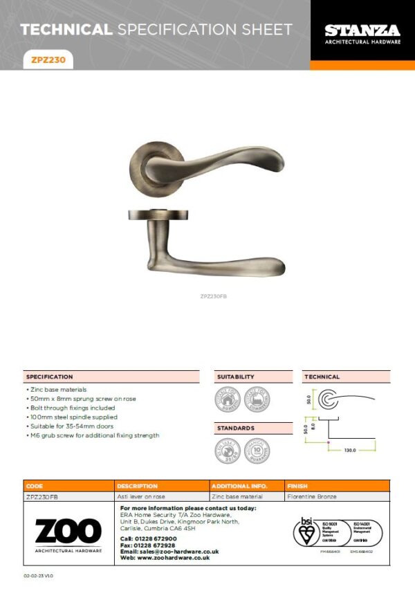 ZPZ230FB ASTI LEVER ON ROUND ROSE - Image 2