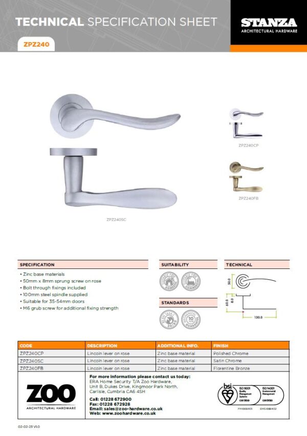 ZPZ240FB LINCOLN LEVER ON ROUND ROSE - Image 2