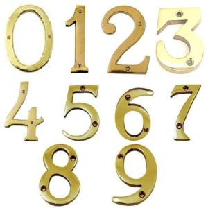 Door Numbers (0-9) - 75mm - Polished Brass Finish