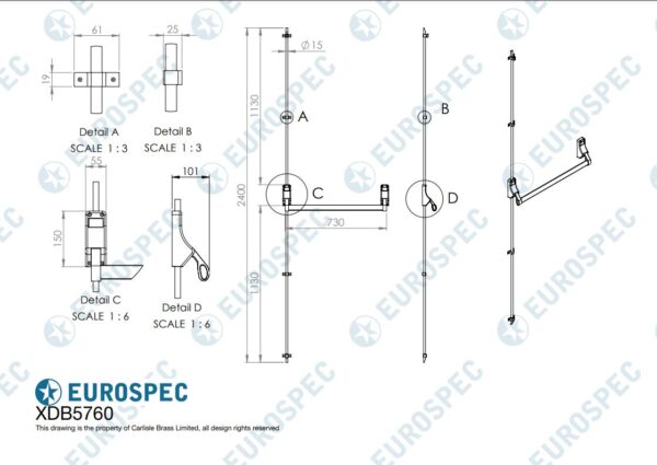 EUROSPEC XDB5760SV PANIC BOLT (7113G) - Image 2