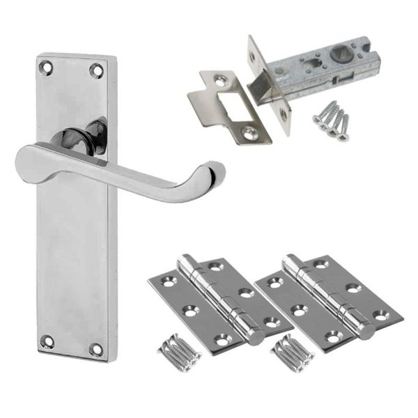 Victorian Scroll Door Handle Pack - Satin Chrome Finish