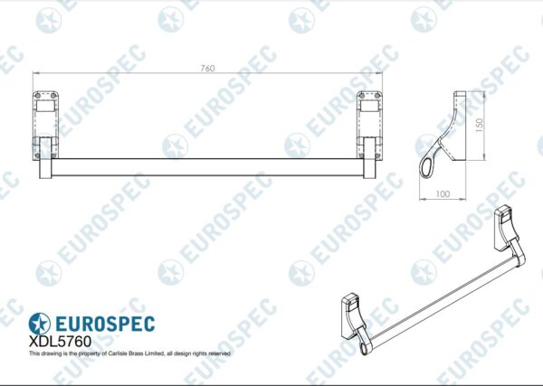 CARLISLE BRASS - XDL5760SV PUSHBAR PANIC LATCH WITH DOGGING FUNCTION C/W STRIKE - Image 3