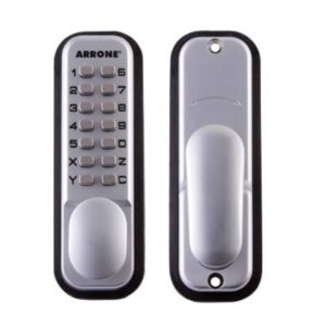 ARRONE AR195 Mechanical Push Button Digital Code Lock HoldBack option 152 x 50mm - Satin Chrome