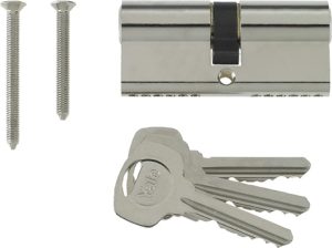 Yale Standard Euro Cylinder Nickel Plated 35/55 (90mm overall) Lock with 3 keys supplied - A 6 pin cylinder with a 10 year guarentee. by Truly PVC Supplies