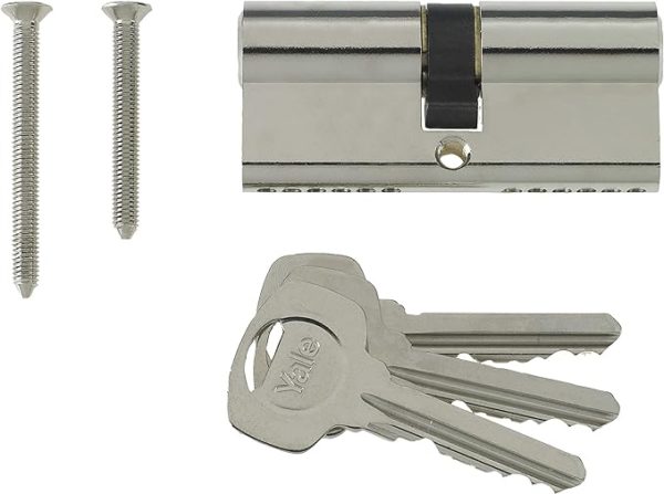 Yale Euro Double Cylinder, 3 Keys Supplied, Standard Security, Boxed, Suitable for All Door Types, Nickel Finish, 40:10:40 (90 mm)