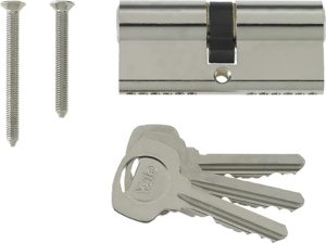 Yale P-ED4045-SNP Euro Double Cylinder, 3 Keys Supplied, Standard Security, Visi Packed, Suitable for All Door Types, 40:10:45 (95 mm), Nickel Finish