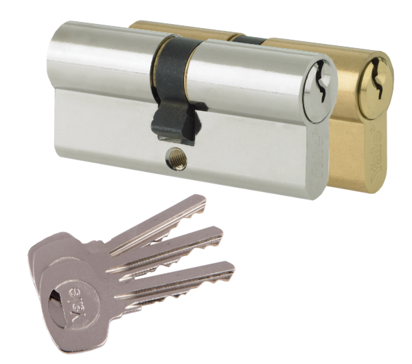 Yale P-ED4550-PB Euro Double Cylinder, 3 Keys Supplied, Standard Security, Boxed, Suitable for All Door Types, Brass Finish, 45:10:50 (105 mm)