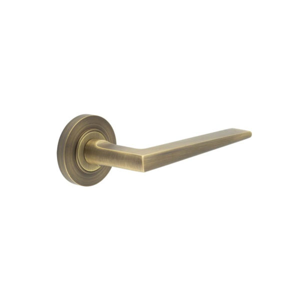 Mayfair Door Handle on Plain Rose Antique Brass