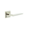 Mayfair Door Handle on Square Stepped Rose Polished Nickel