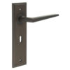 Mayfair Door Handle Lock Backplate Dark Bronze