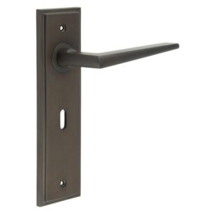 Mayfair Door Handle Lock Backplate Dark Bronze