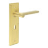 Fitzrovia Door Handle Lock Backplate Satin Brass