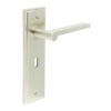 Fitzrovia Door Handle Lock Backplate Satin Nickel