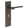 Fitzrovia Door Handle Lock Backplate Dark Bronze