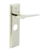 Knightbridge Door Handle Bathroom Backplate Polished Nickel