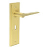 Knightbridge Door Handle Lock Backplate Satin Brass