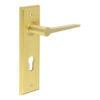 Knightbridge Door Handle Euro Backplate Satin Brass