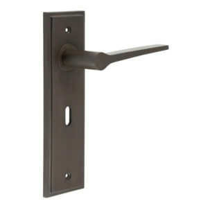 Knightbridge Door Handle Lock Backplate Dark Bronze