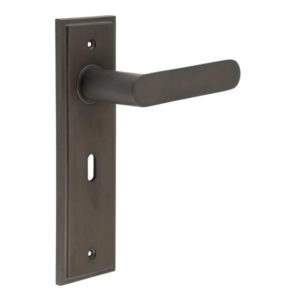 Kensington Door Handle Lock Backplate Dark Bronze