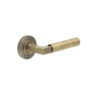 Westminster Door Handle on Chamfered Rose Antique Brass