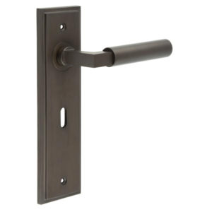 Westminster Door Handle Lock Backplate Dark Bronze