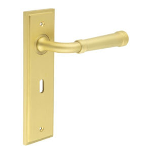 Highgate Door Handle Lock Backplate Satin Brass