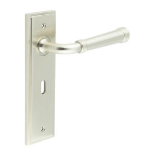 Highgate Door Handle Lock Backplate Satin Nickel