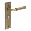 Highgate Door Handle Lock Backplate Antique Brass