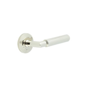 Piccadilly Door Handle on Chamfered Rose Polished Nickel