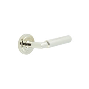 Piccadilly Door Handle on Stepped Rose Polished Nickel