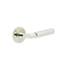 Piccadilly Door Handle on Knurled Rose Polished Nickel