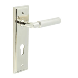 Piccadilly Door Handle Din Euro Backplate Polished Nickel