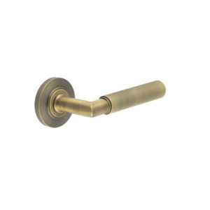 Piccadilly Door Handle on Chamfered Rose Antique Brass