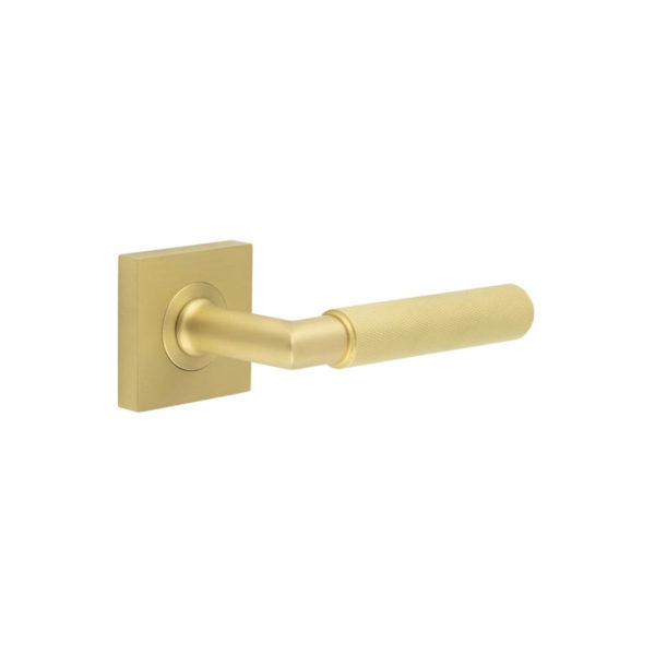 Piccadilly Door Handle on Square Plain Rose Satin Brass