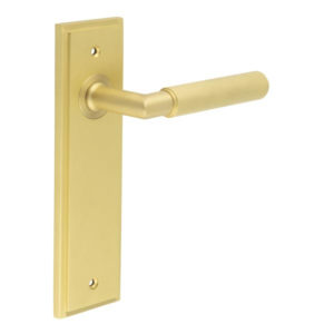 Piccadilly Door Handle Latch Backplate Satin Brass