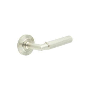Piccadilly Door Handle on Chamfered Rose Satin Nickel