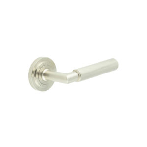 Piccadilly Door Handle on Stepped Rose Satin Nickel