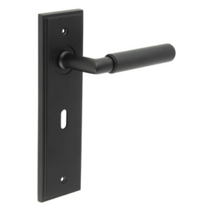 Piccadilly Door Handle Lock Backplate Black