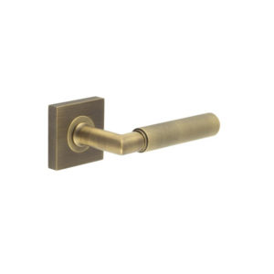 Piccadilly Door Handle on Square Plain Rose Antique Brass