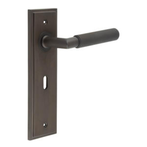 Piccadilly Door Handle Lock Backplate Dark Bronze