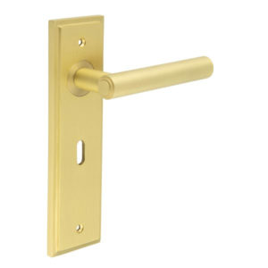 Richmond Door Handle Lock Backplate Satin Brass