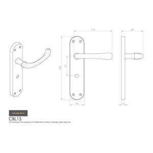 Carlisle Brass CBL13CP Ibra Lever On Backplate - Bathroom 57mm C/C 185mm x 40mm Polished Chrome